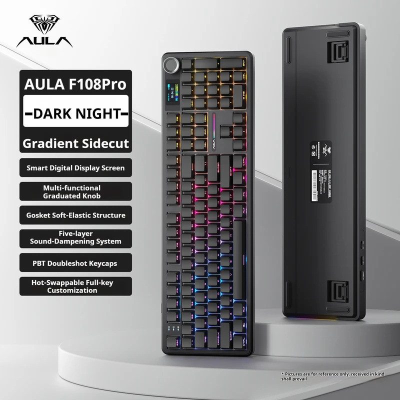 AULA F108 PRO คีย์บอร์ดแบบกลไกที่กําหนดเองเค้าโครง 100% RGB Backlight ไร้สายบลูทูธสวิตช์ไฮไฟคีย์บอร์