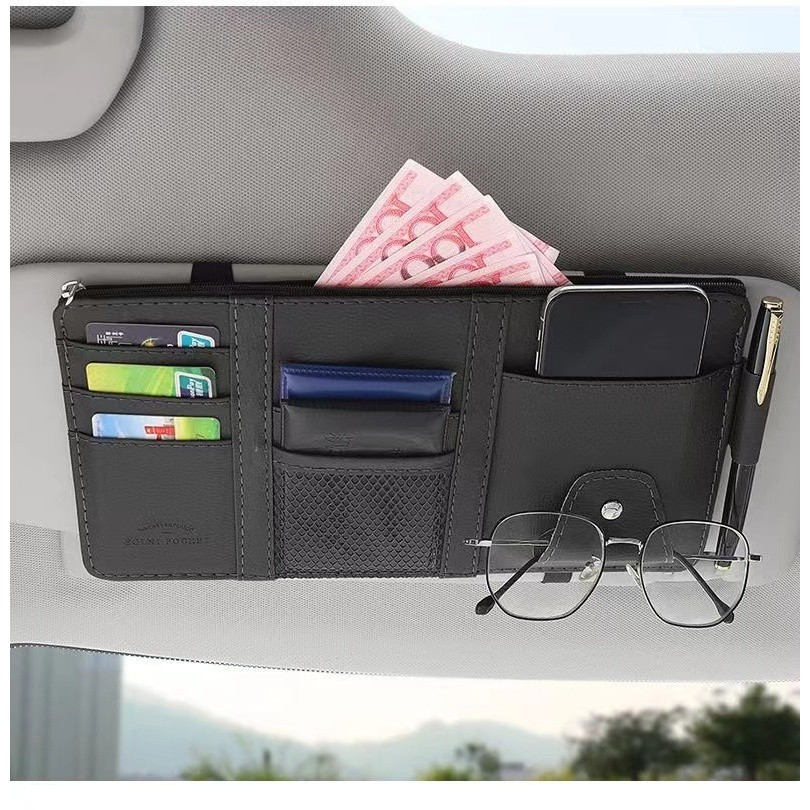 Rideon พร้อมส่ง!กระเป๋าเก็บของช่องบังแดดในรถ กระเป๋าเก็บของที่ช่องบังแดดในรถยนต์ ที่เก็บของในรถ ช่องเสียบบัตร C112