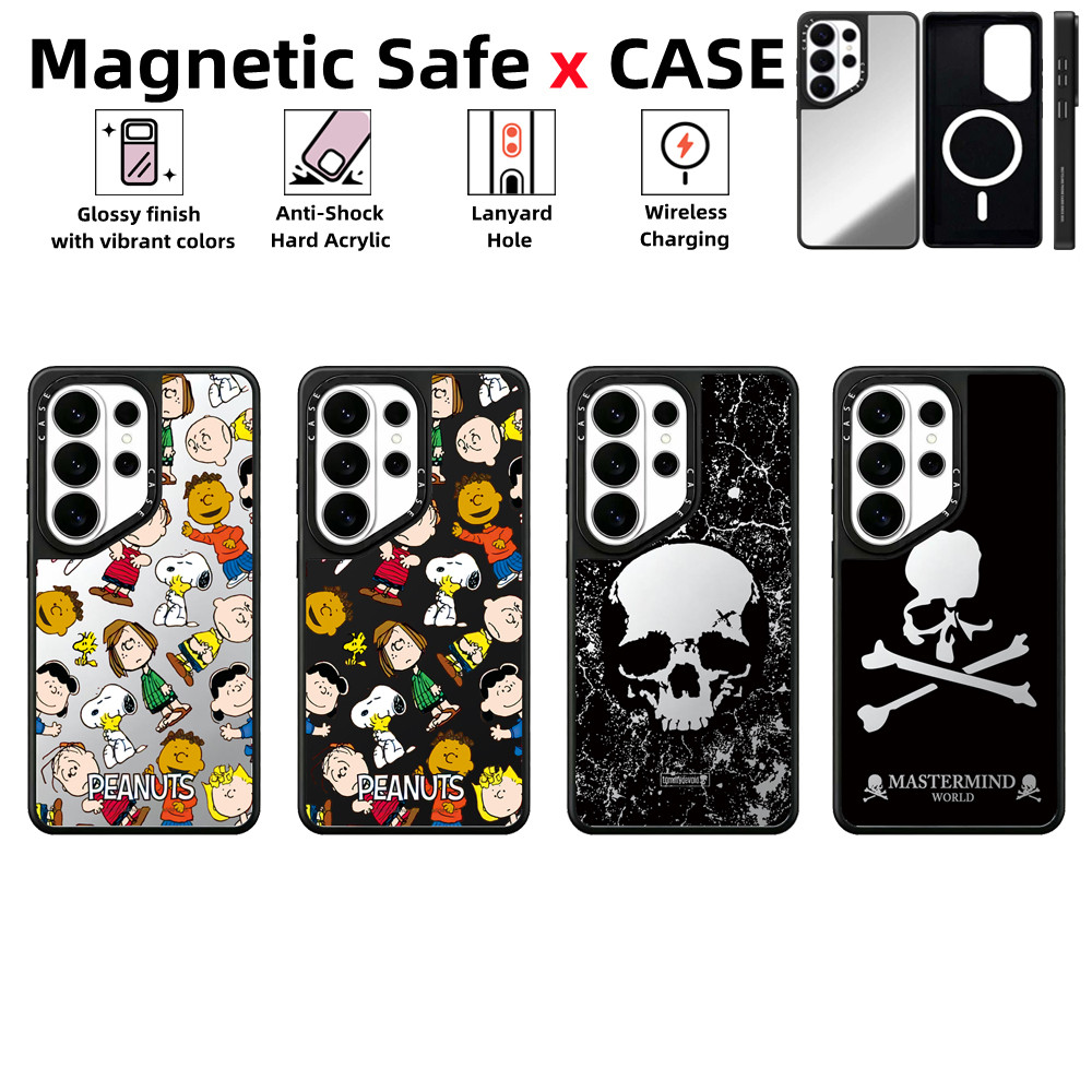 Suitable for Samsung Galaxy S26 S25 S24 S23 S22 Ultra Plusเคสโทรศัพท์SnoopyCASEกระจกแม่เหล็กปลอดภัยปลอกกันกระแทกต้านทานฝาครอบป้องกัน