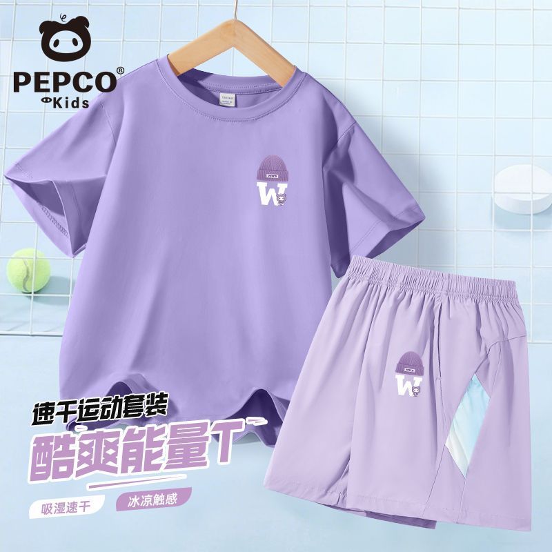 Piggy Banner Girls Short-Sleeved Suit สไตล์ใหม่ Medium Big Kids Fashion Quick-Drying Sportswear Girl