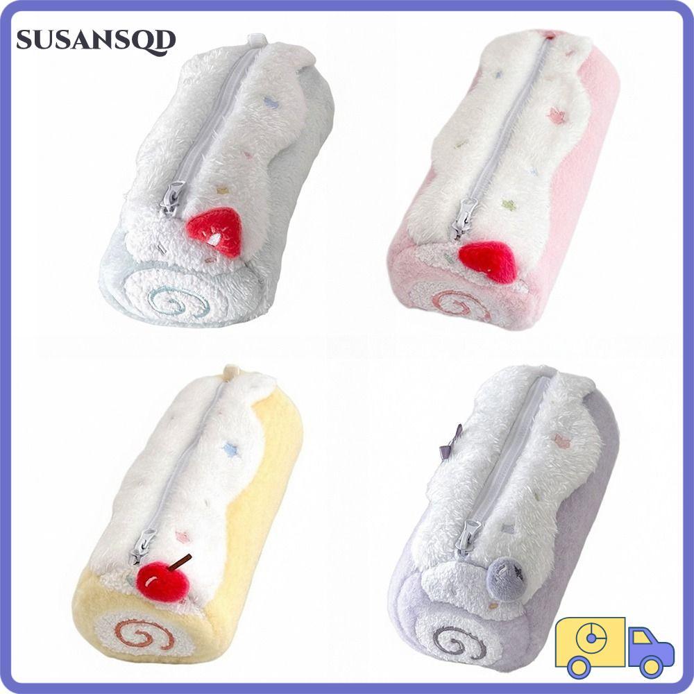 ดินสอ SUSANSQD, กระเป๋าใส่ปากกาตุ๊กตาม้วนสวิส, บลูเบอร์รี่อเนกประสงค์/สตรอเบอร์รี่/Cherries กระเป๋าเครื่องเขียนความจุขนาดใหญ่ Back To School