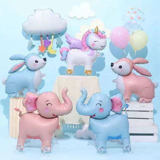 JIE HOME ลูกโป่งมีล้อ Animal Balloon ลูกโป่งการ์ตูนสัตว์ ปาร์ตี้ธีมสวนสัตว์ บอลลูนเดินได้ ตกแต่งวันเกิดเด็ก ส่งจากไทย
