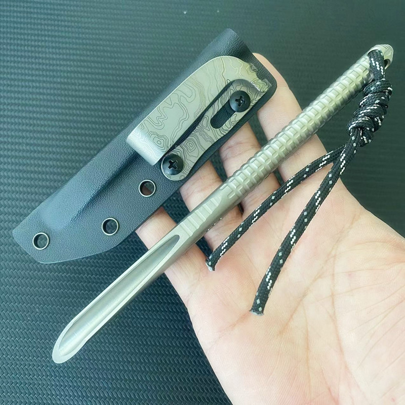 Apocalypse Thunder Pattern TC4 Pure Titanium Alloy Large Straw K Sheath Titanium Back Clip Microtech