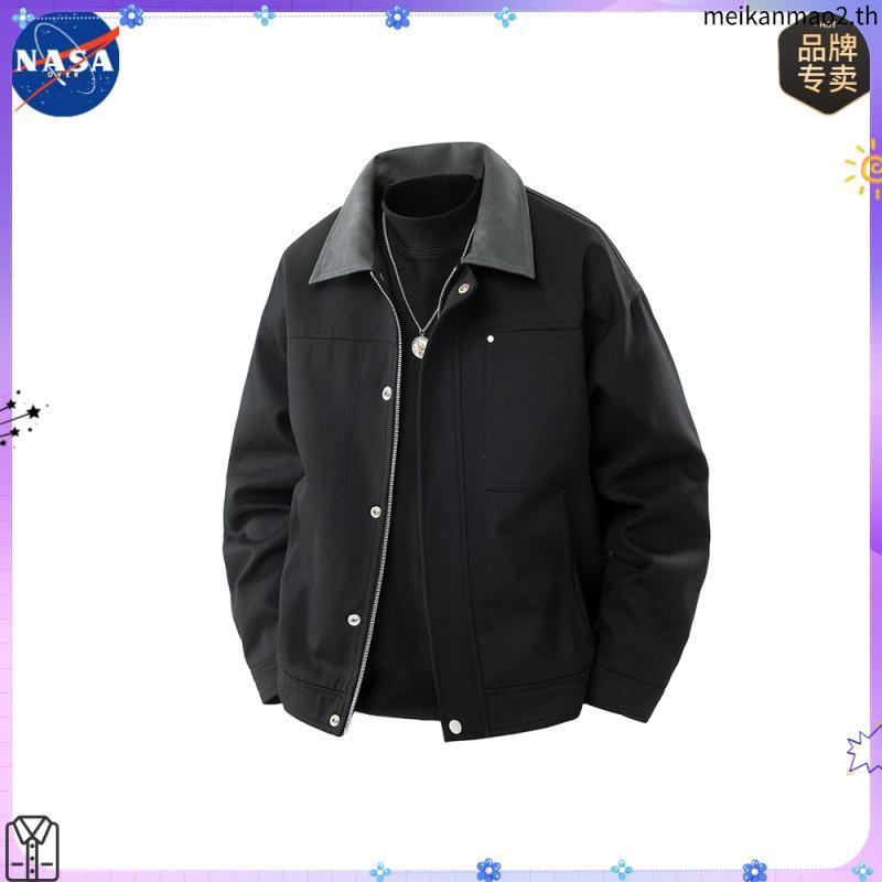NASA Brand Retro Street Wear cleanfit Tooling Detroit Jacket Men Street Loose All-Match Lapel Jacket