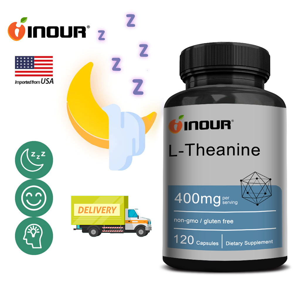 INOUR L-Theanine 400mg 30/60/120 แคปซูล - ช่วยผ่อนคลายและมีสมาธิ สำหรับภาวะเครียดและการพักผ่อน
