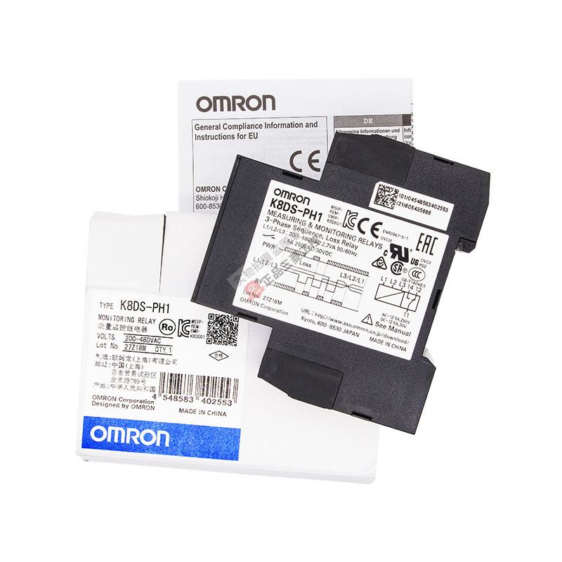 OMRON ข้อบกพร่องเฟสมอเตอร์ป้องกันเฟสลําดับรีเลย์ K8DS-PH1-001-K8AK-PM2-PA2-AS2
