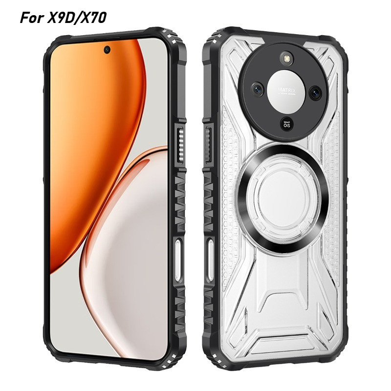 โปร่งใส Mech Texture เคสโทรศัพท์แม่เหล็กสําหรับ Honor X9D X9C X8C X8B X7C X7B X7D X6B X5C X5B Plus 4