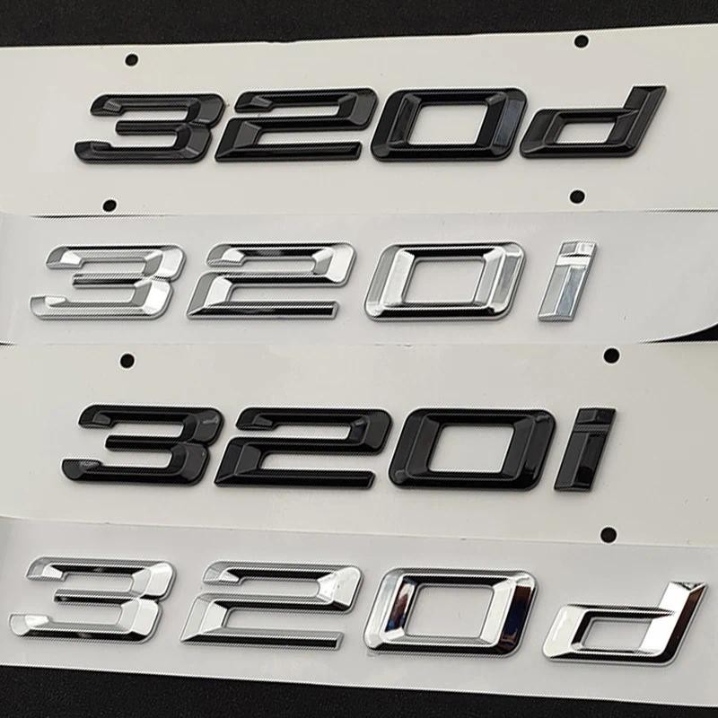3d ABS สีดําโลโก้ 320i 320d ป้ายสัญลักษณ์รถ Trunk ตัวอักษรสําหรับ BMW E46 E90 E91 F30 G20 320i 320d 