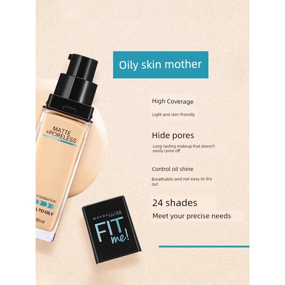 รองพื้น ครีมรองพื้น Mebelline fitme pro Liquid Foundation Dry Mixed Oil Skin Soft Mist Matte Oil Con
