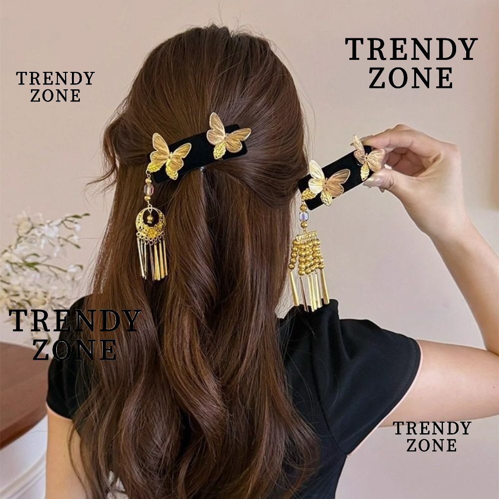 กิ๊บติดผม YZONE แบบผีเสื้อ พู่หรูหรา ประณีต ขนาดเล็ก เหมาะสำหรับของขวัญแฮนด์เมด