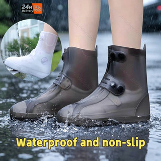 Thickened Waterproof Rain Boots Anti -Slip And Wear -Resistant Zipper Shoe Cover For Men And Women