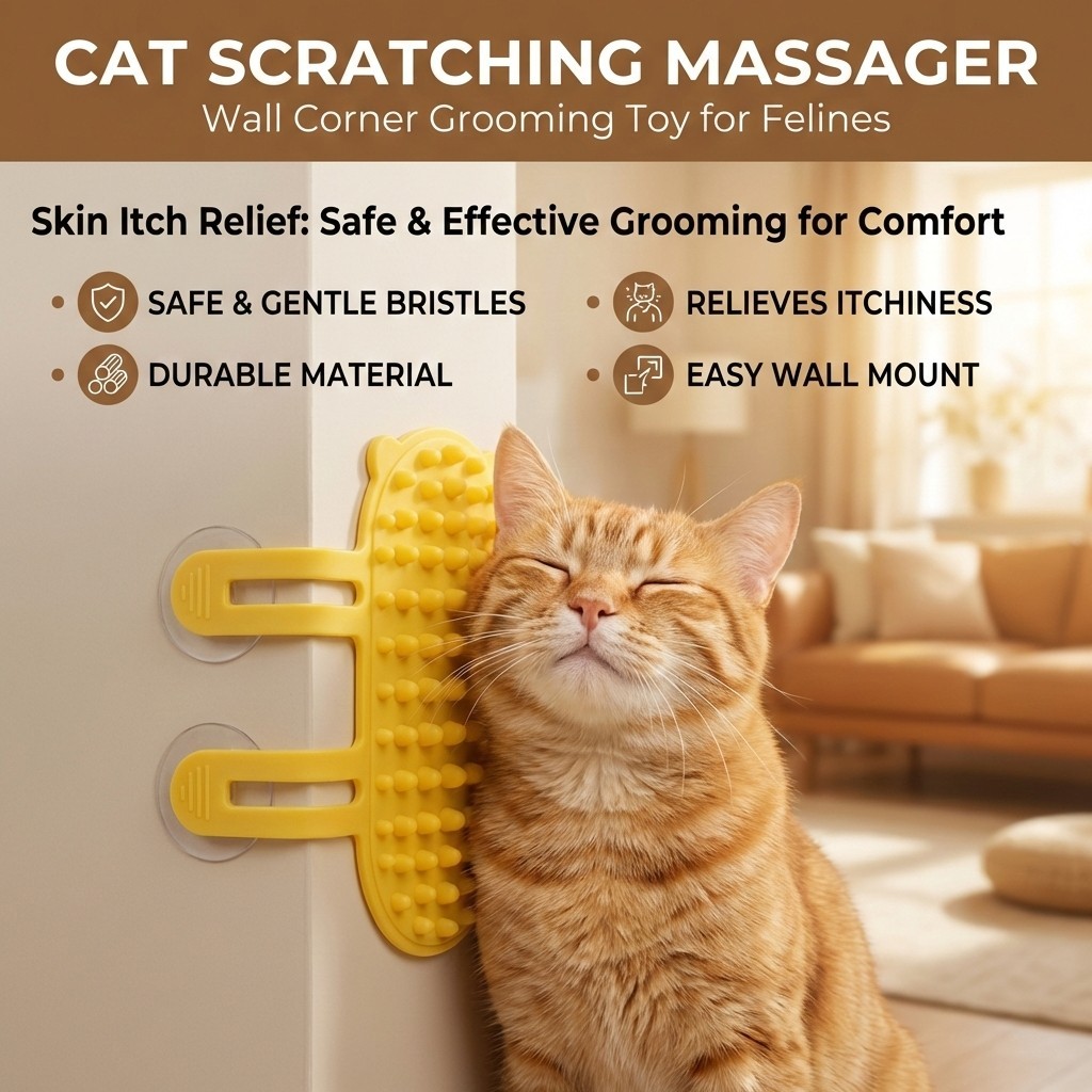 Cat Scratching Massage Wall Corner Grooming ของเล่นสําหรับ Felines Skin Itch Reliefs ทนทาน Pet Care 