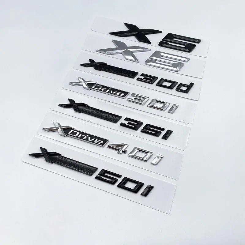 ใหม่สีดําเงินตัวอักษร XDrive30i XDrive35i XDrive40i XDrive48i XDrive50i XDrive30dสําหรับBMW X5 รถด้า
