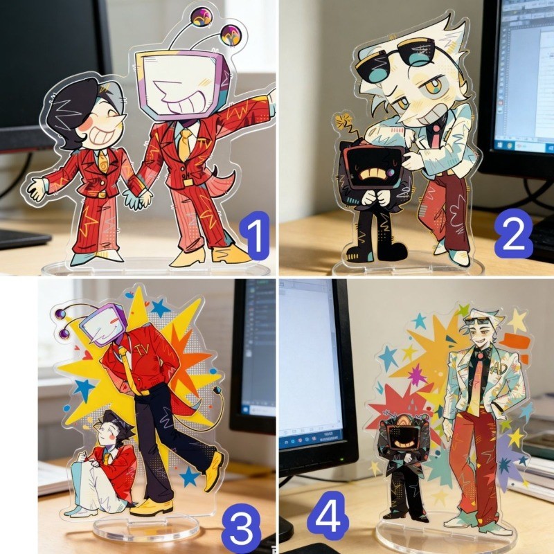 Spamton Tenna อะนิเมะรูป Bill Cipher ของเล่นตัวเลขผู้หญิงคอสเพลย์การ์ตูนสร้างสรรค์ Action Stand ตุ๊กตาของเล่นของขวัญอะคริลิค