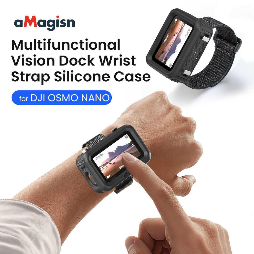 สายรัดข้อมือ aMagisn พร้อมเคสป้องกันซิลิโคนโหมดติดตั้งคู่สําหรับ DJI Osmo Nano อุปกรณ์เสริมแท่นชาร์จการมองเห็นมัลติฟังก์ชั่น