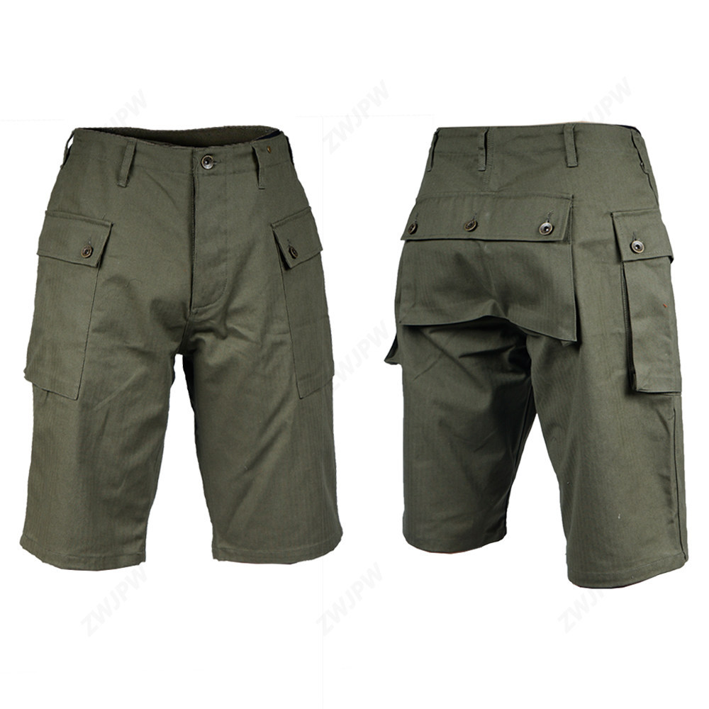 ZWJPW กางเกงขาสั้นเรโทรสไตล์อเมริกัน ดีไซน์จาก USMC P44 สำหรับลุคคาジュアル