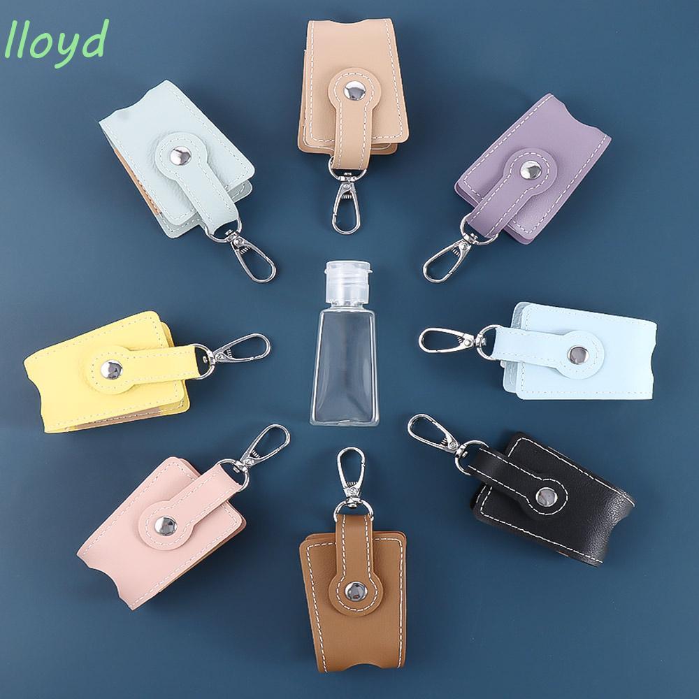 LLOYD ภาชนะรีฟิลหนัง PU สําหรับอุปกรณ์อาบน้ําเหลวพลิกหมวกขวดเดินทางพร้อมพวงกุญแจขวด