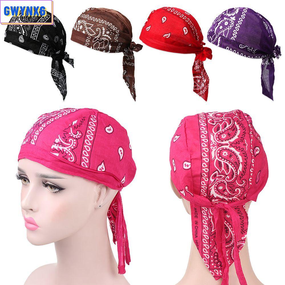 GWYNX6 หมวกโจรสลัดปรับมะเร็ง Chemo หมวกผ้าฝ้าย Quick Dry Headscarf Bandana