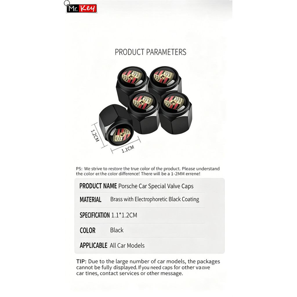 [Mr.Key]Porsche ยางวาล์ว Stem Caps 4 ชิ้น Anti-Theft กันฝุ่นล้อ Air Caps สําหรับ Porsche ทุกรุ่น ราคา ถูกที่สุด ดีลบีเคเค แกลเลอรีภาพที่ 9