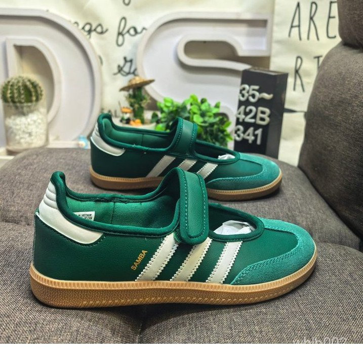 ใหม่ Samba Jane Unisex สีแดง Low-Top หนังรองเท้าผ้าใบแบน-รุ่น JQ6446 R0H0