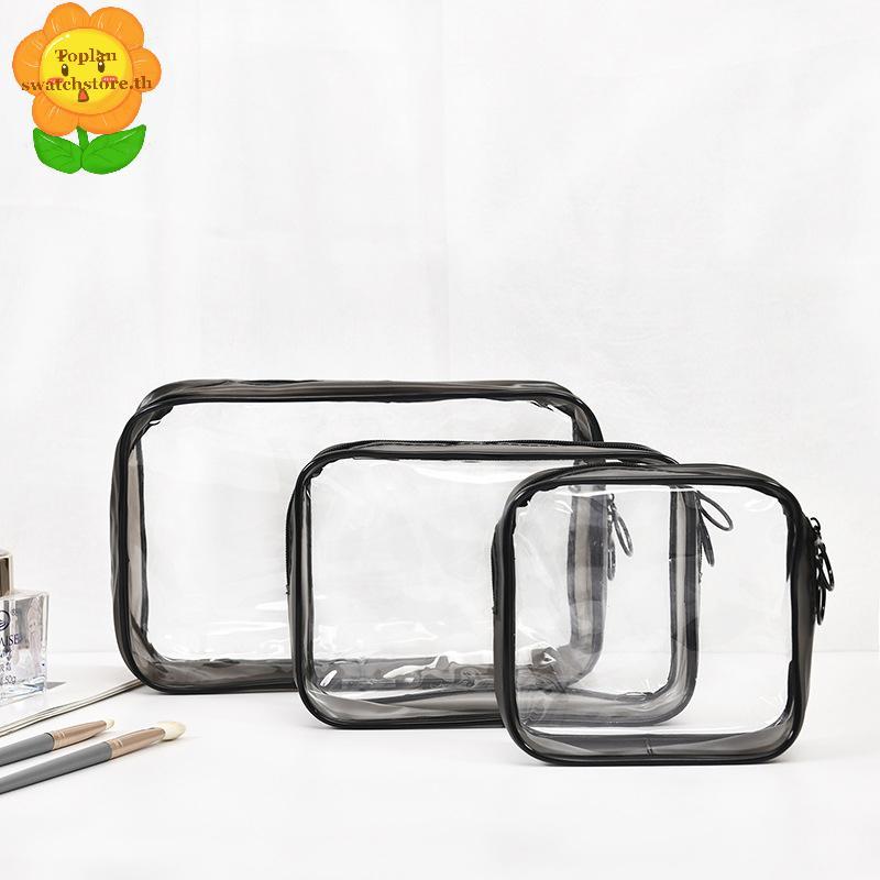 Toplan โปร่งใสกระเป๋าเครื่องสําอาง PVC ผู้หญิงซิปแต่งหน้ากระเป๋าความงาม Travel Make Up Organizer Storage Bath Toiletry ล้างกระเป๋า TH