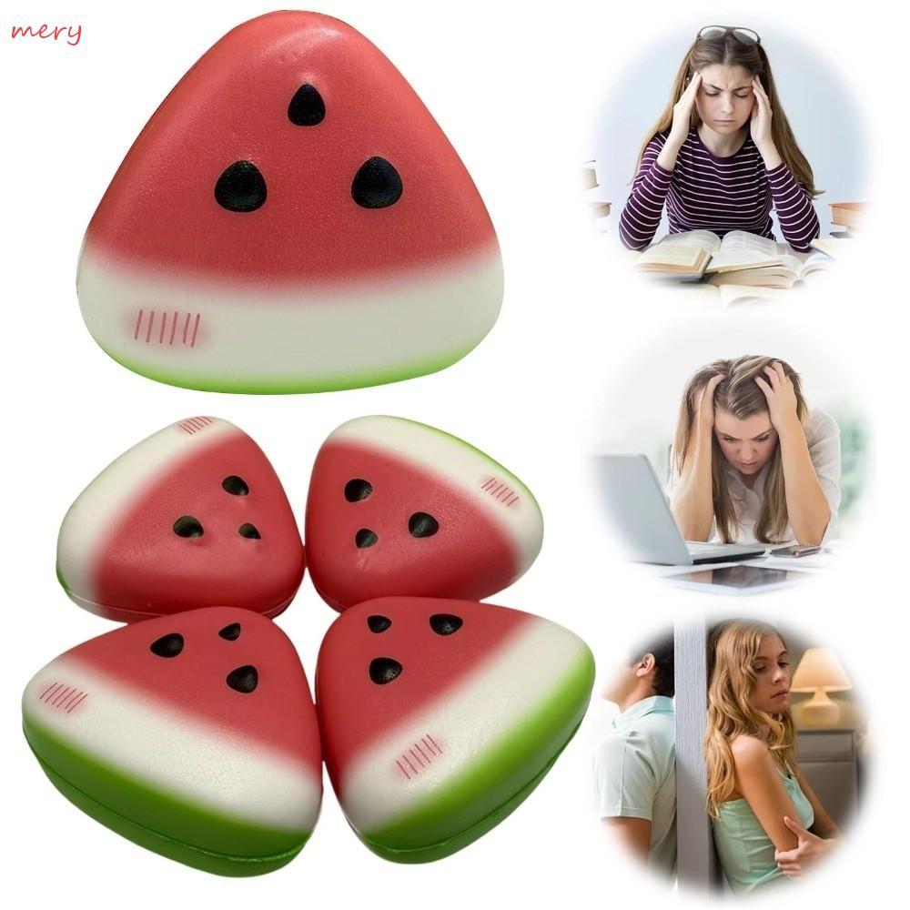 MERY Anti-stress Squeeze, Squishy Texture Soft Ice Skin Watermelon Stress Reliever​​, ของเล่นอยู่ไม่สุขการฟื้นตัวช้าแบบพกพา​​ สําหรับผู้ใหญ่และเด็ก​​