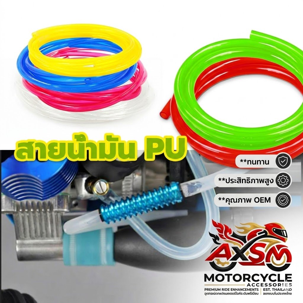 สายน้ำมัน PUสี เบนซิน กับขนาด 1 เมตร น้ำมันรถ มอไซ สายเล็กูเลต ทำจากPU100% ความเหนียวที่ยอดเยี่ยม ขนาดรูด้าน