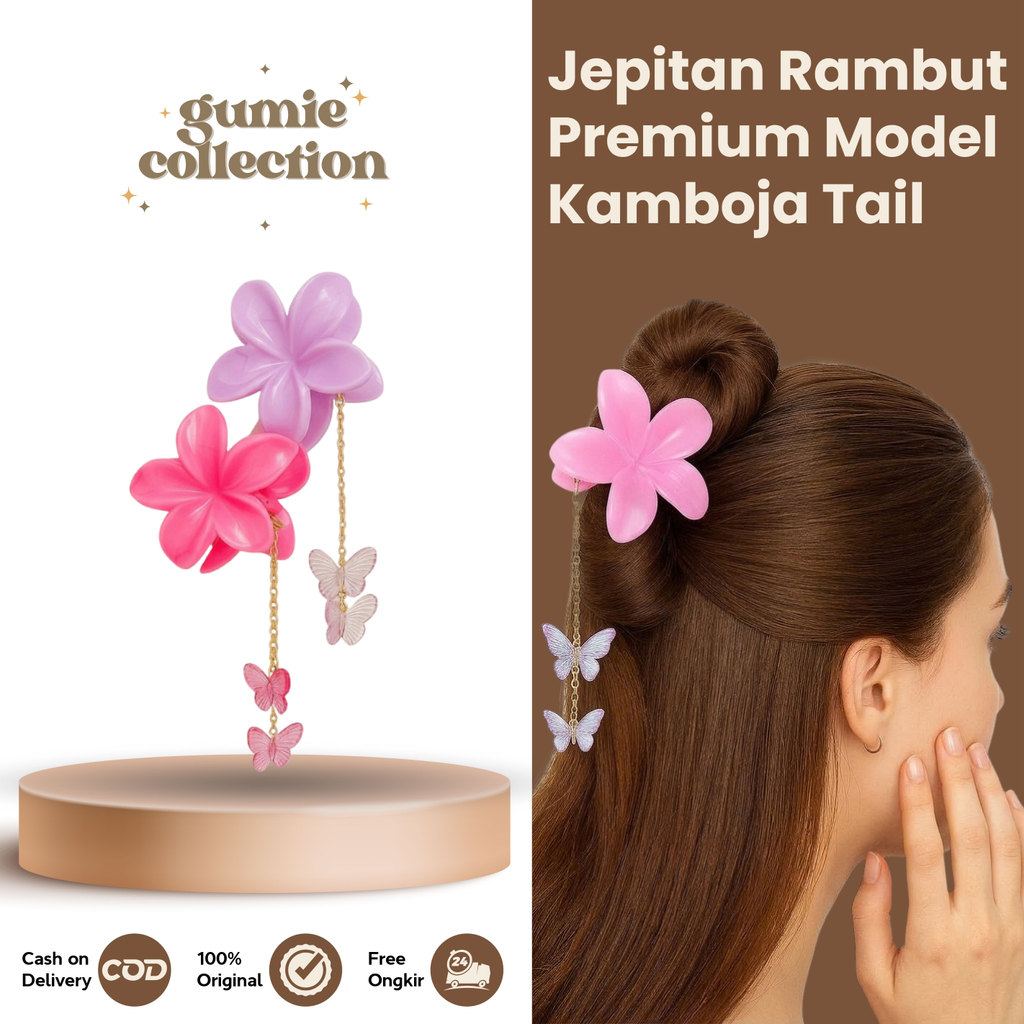 GC - 8CM CAMBODIAN FLOWER กิ๊บติดผม BUTTERFLY TAIL FASHION BALI STYLE PREMIUM