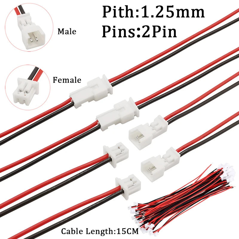Micro JST PH1.25 ชายหญิงสายไฟ 1.25 มม.2 Pin JST ปลั๊กแจ็ค Docking Terminals สายไฟอิเล็กทรอนิกส์ Conn