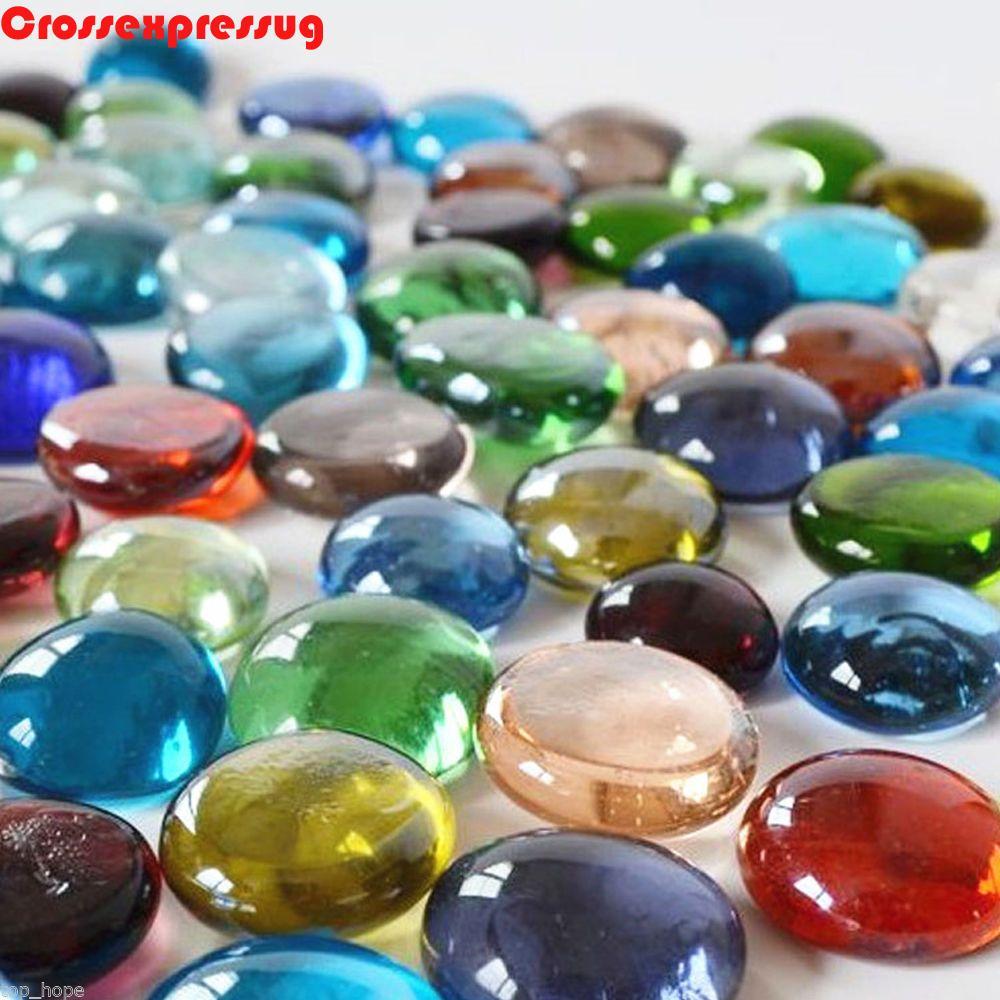 VORTEX หินแก้ว Rocks คริสตัล 100g สีผสมตกแต่ง Craft Marbles แบนอุปกรณ์เสริม Aquarium