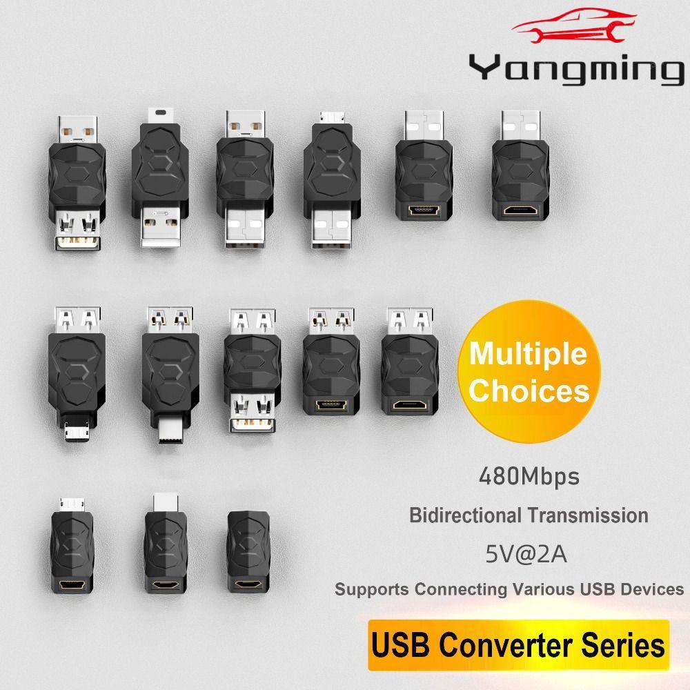 YANGMING Mini USB to USB Adapter, Male to Female HDD USB-A to Micro USB Converter, โทรศัพท์มือถือมือ