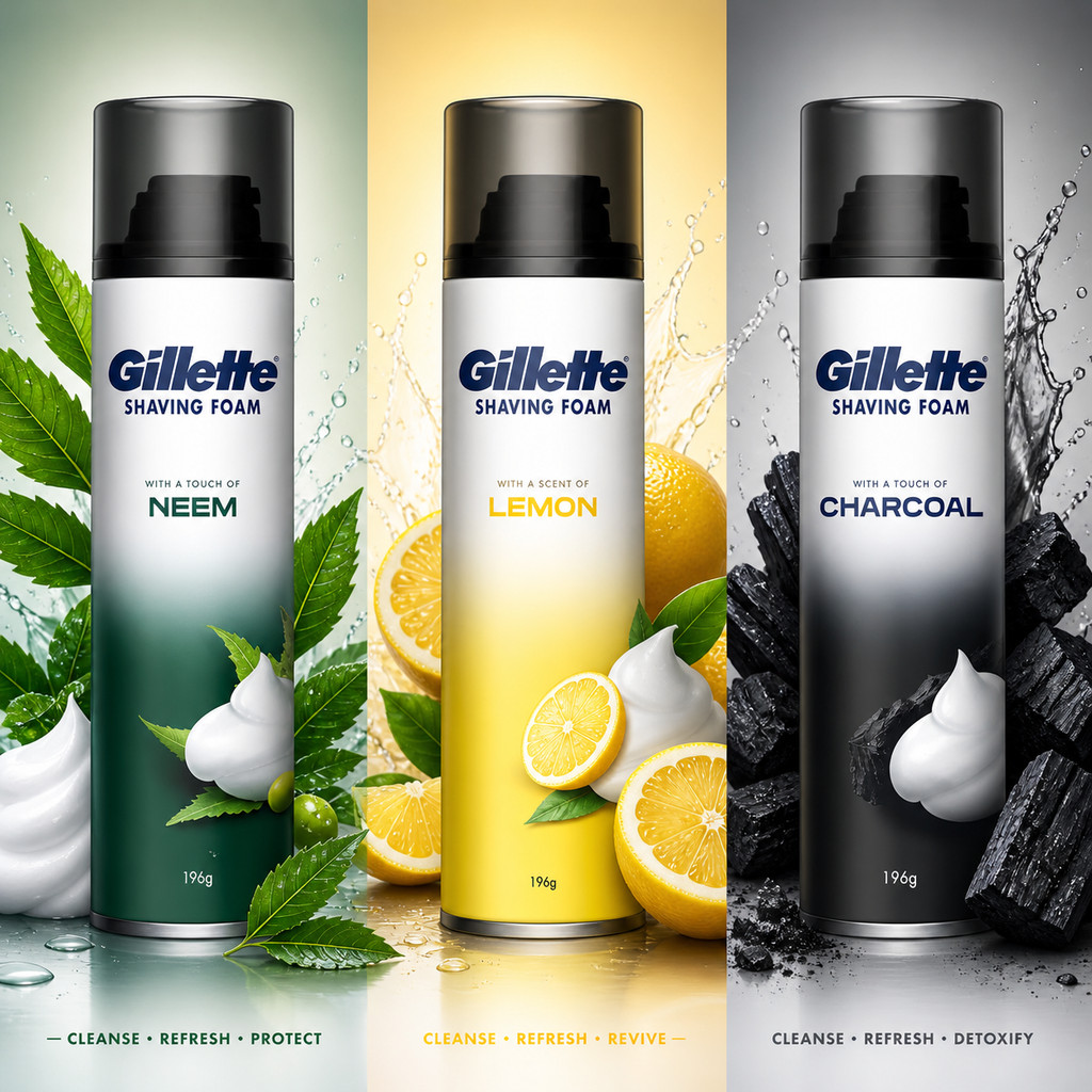 Gillette Shaving Foam 196g | Neem Lemon Charcoal | โฟมโกนหนวด ลดระคายเคือง กลิ่นหอมสดชื่น