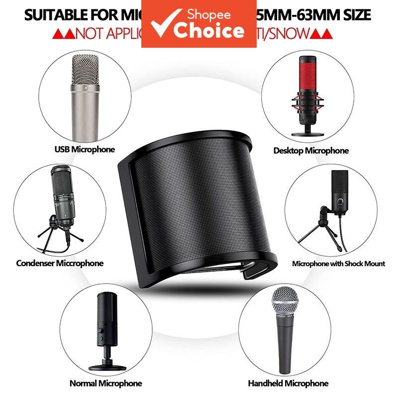 Universal ไมโครโฟน Pop Filter กระจกโลหะสําหรับ FIFINE K669 K658 Studio Pro Mic System X