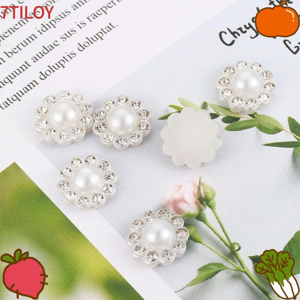 7TILOYSHOP 50 ชิ้น/ล็อตแบนรอบปุ่ม, 12/14 มม.เรซิ่น Pearl ปุ่ม,คลิปผมอุปกรณ์เสริม DIY อุปกรณ์ปุ่มรูปดอกไม้