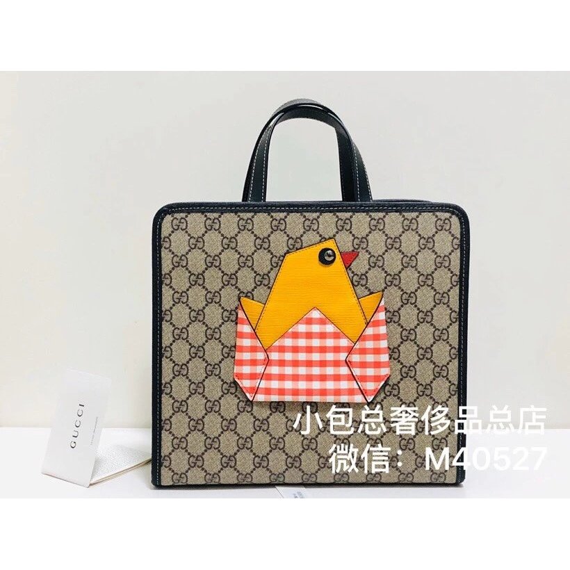 606192  GUCCI GUCCI Chick GG กระเป๋าช้อปปิ้งกระเป๋าถือผ้าใบ GUCCI Chick สามมิติตกแต่งกระเป๋าถือเด็ก 