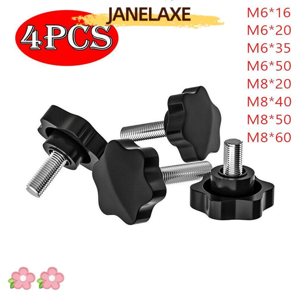 JANELAXE932JN 4PCS Star รูปหัวลูกบิดปฏิบัติเกลียว M6 M8 Thumb สกรู