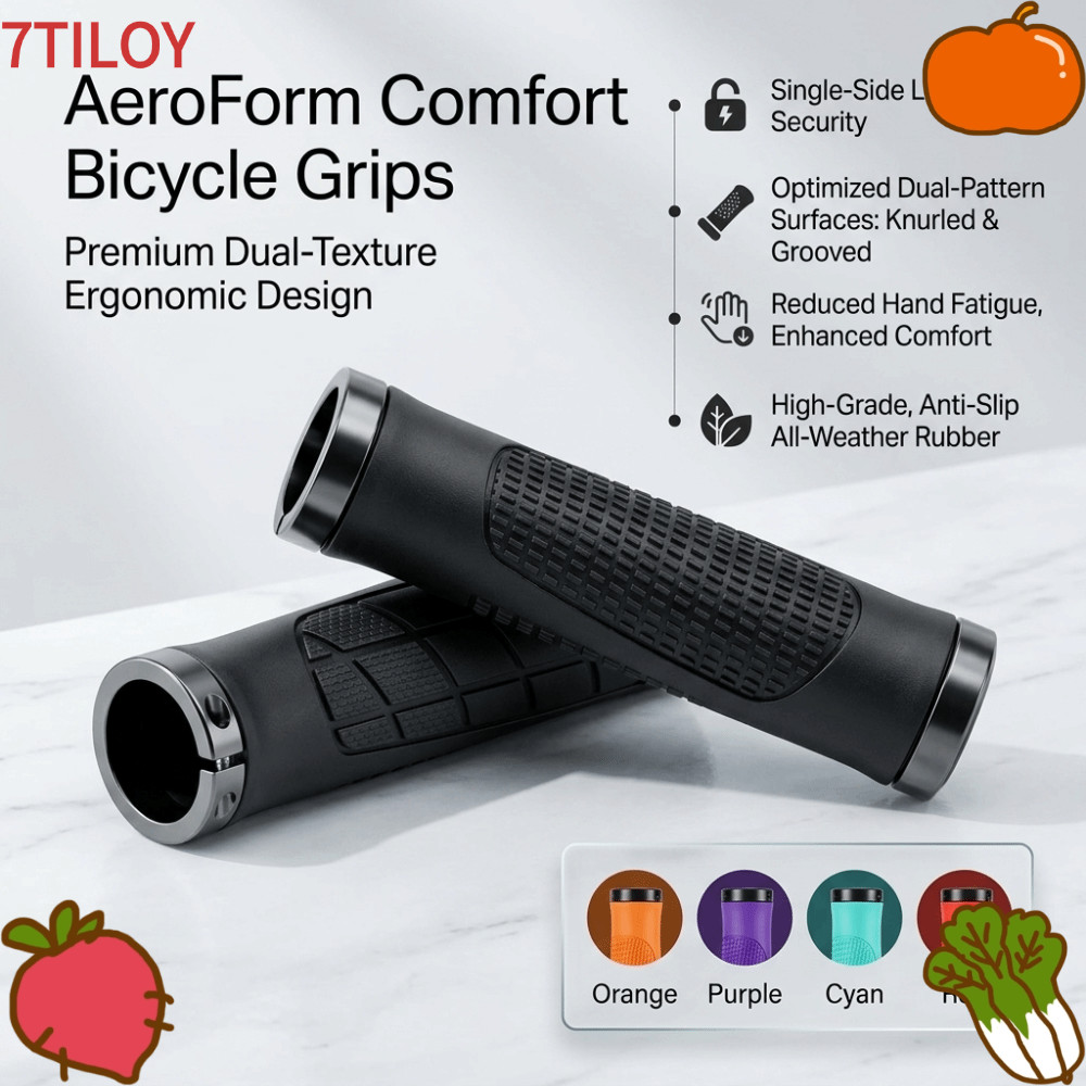 7TILOYSHOP ที่จับแฮนด์จักรยาน, ยางกันลื่น ปลอกแฮนด์ MTB, ล็อคกันกระแทกสากล Ergonomic Mountain Bike Grips อุปกรณ์ปั่นจักรยาน