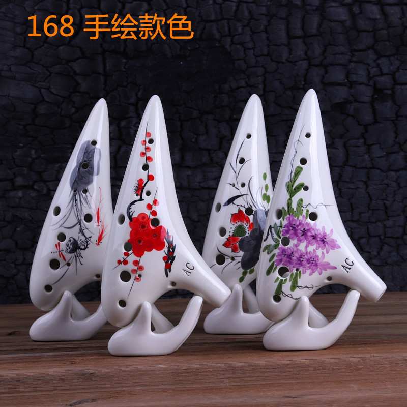 [พร้อมสต็อกขายร้อน] ยี่ห้อใหม่เซรามิคมือวาด Ocarina 12-Hole Alto C Key AC12-Hole Ocarina ประสิทธิภาพ