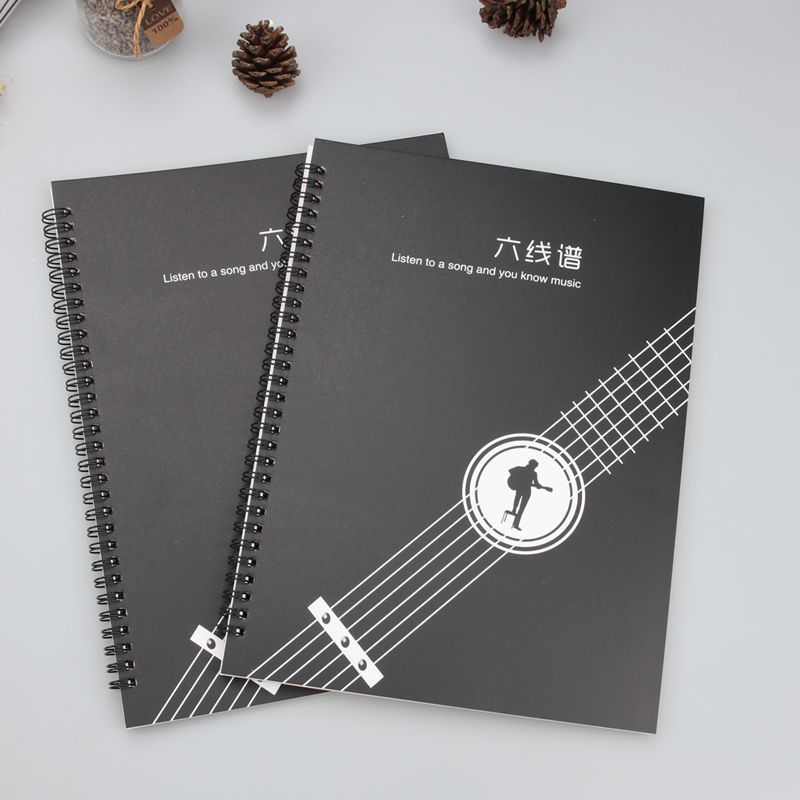 A4六线谱本空白带和弦曲谱乐谱本吉他六线谱本子吉他专用5.6A4 Blank Sheet Music Notebook with Chord Tabs, Music Score Book, Guita