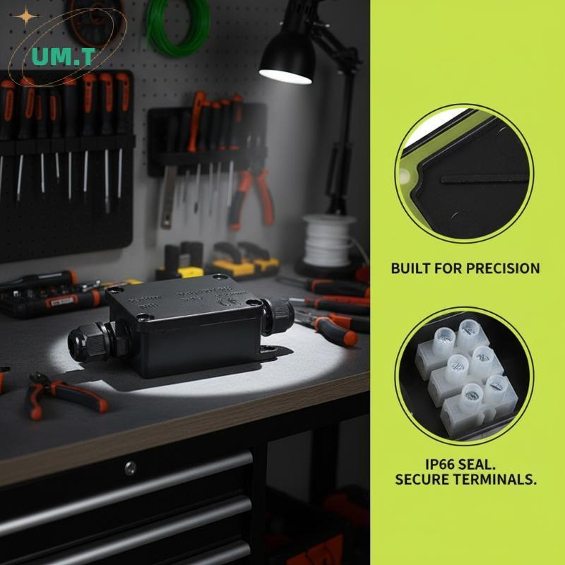 UM.T IP66 450V กล่องเชื่อมต่อสายเคเบิลกันน้ํา 2Way Terminal Junction สําหรับโคมไฟรักษาความปลอดภัยกลา