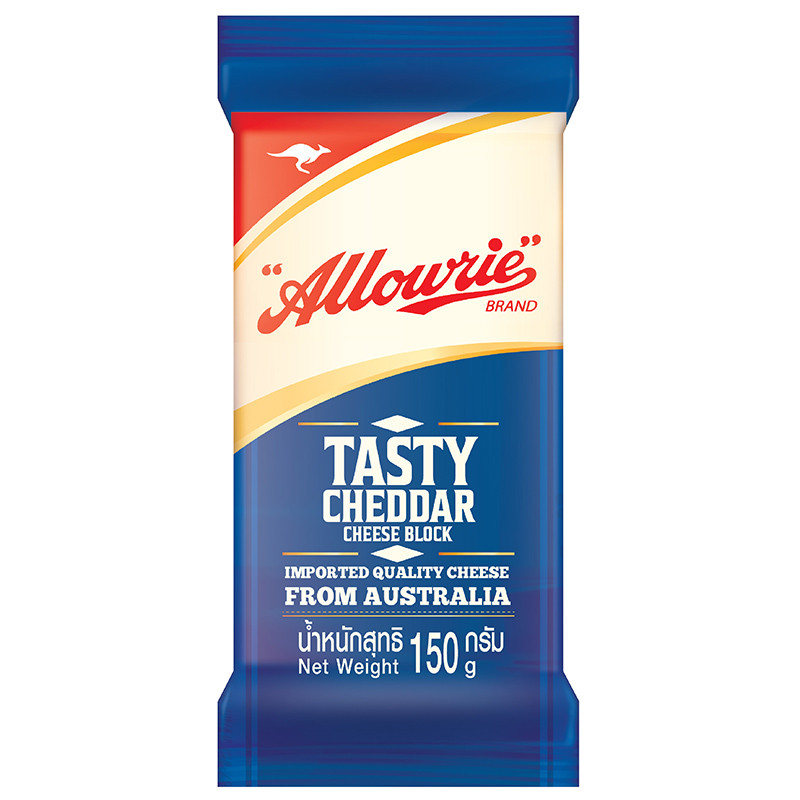 อลาวรี่เทสตี้เชดด้าชีสชนิดแท่ง 150กรัม Allowrie Tasty Cheddar Cheese Block 150g. [หมายเลขบาร์โค้ด 88