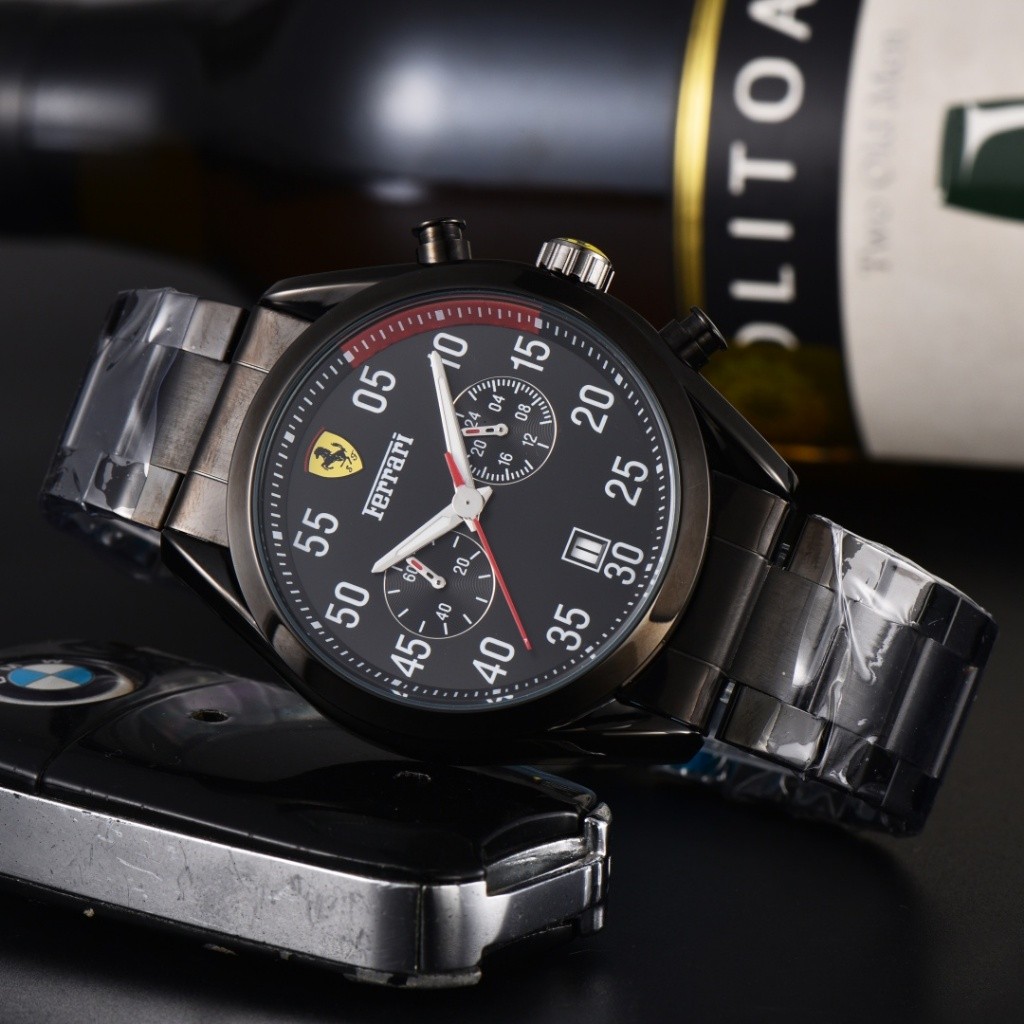 2026 สไตล์ใหม่ Ferrari Quartz Movement นาฬิกา Retro นาฬิกาผู้ชายอินเทรนด์ปฏิทินจอแสดงผลแฟชั่น All-Ma