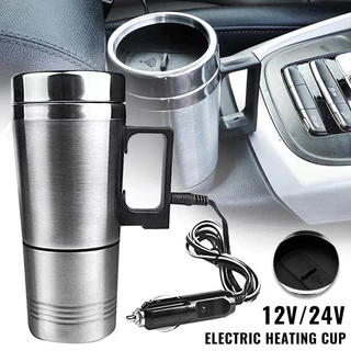 ถ้วยความร้อนไฟฟ้า 12V/24V สำหรับรถยนต์ แก้วเก็บความร้อน 500มล ถ้วยทำความร้อนในรถ แก้วเก็บความร้อนสเตนเลส กาต้มน้ำร้อนถ้ว