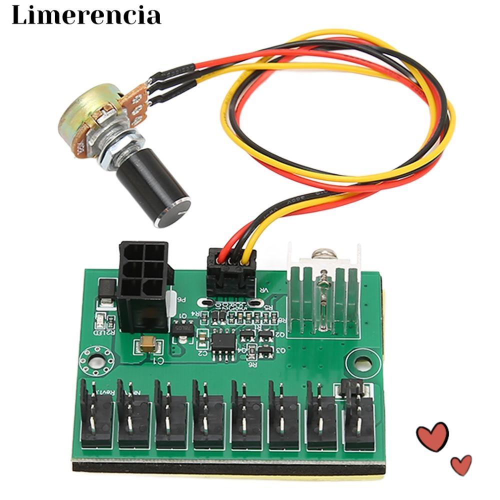 LIMERENCIA PC Fan Hub, 2 Pin 3 Pin 4 Pin 8 Way Splitter Fan Adapter, ทนทาน 6 Pin Power Port Plug and