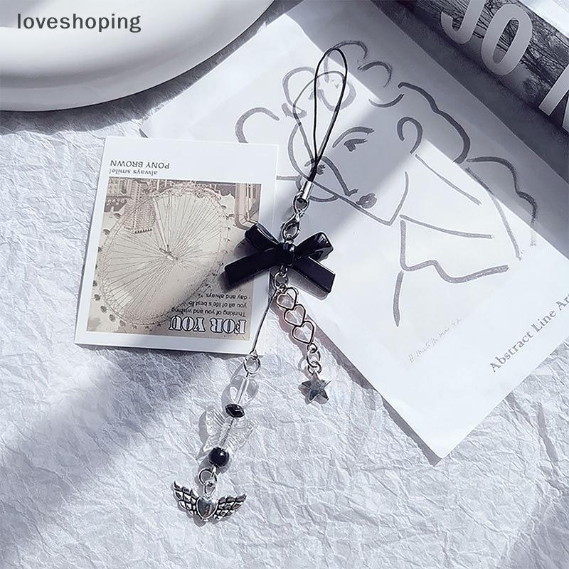 [LS] Gothic Bowknot Phone Lanyard Y2k Metal Phone Strap For Girls Fashion Mobile phone Chains Key Pe