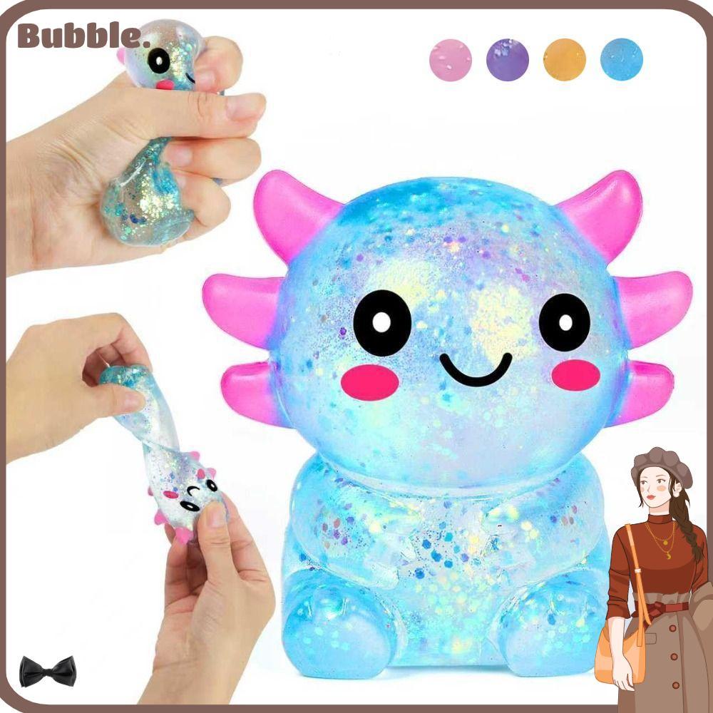 BUBBLE Squishy Stress Glitter, Sugar Filled Glitter Axolotl Squishy ของเล่น, Soothing Texture รูปร่า
