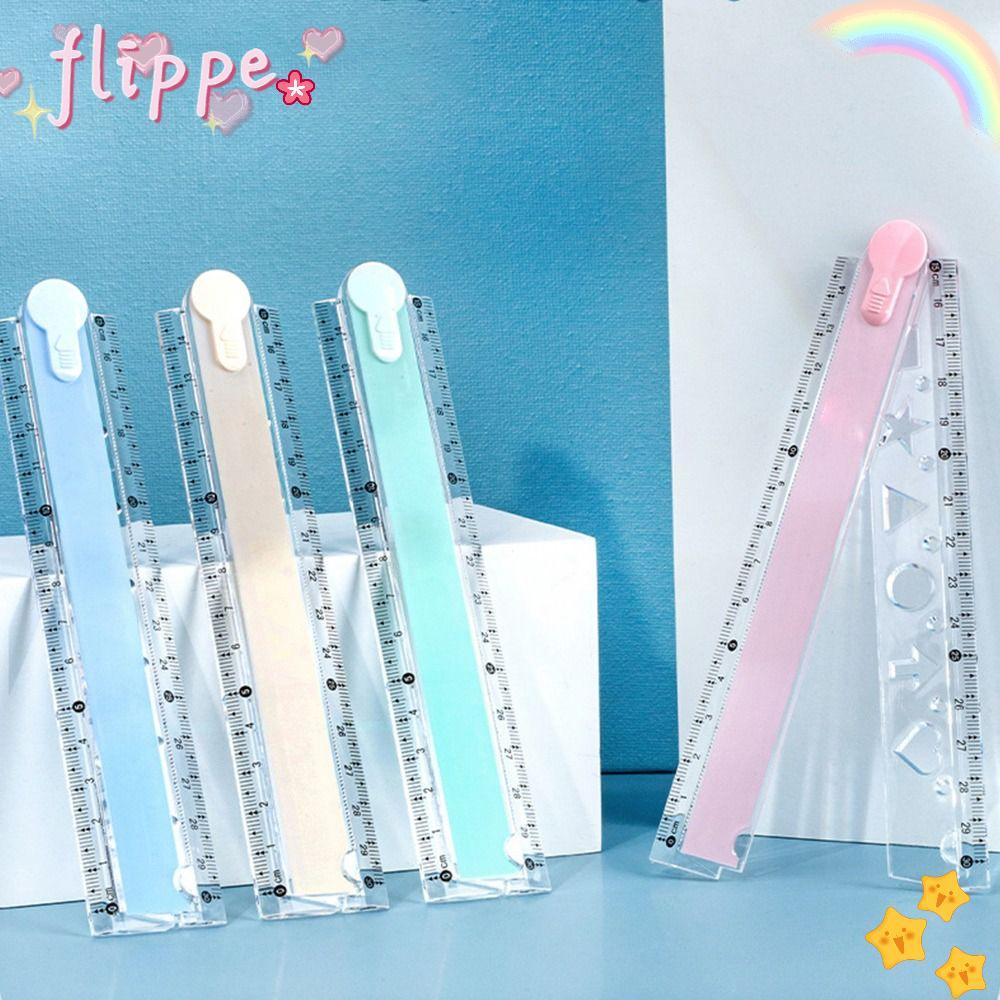 FIPE ไม้บรรทัดพับได้, ไม้บรรทัดตรงแบบพับได้จัดเก็บง่าย, ไม้บรรทัดวัดขนาด 30 ซม. โปร่งใสของขวัญ