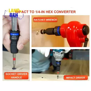 [B&N] Impact Hex Converter สําหรับไขควงบิต 1/2 3/8 1/4 นิ้วไดรฟ์สแควร์ถึง 1/4 นิ้ว Qui Release Hex Soet ประแจ [ใหม่]