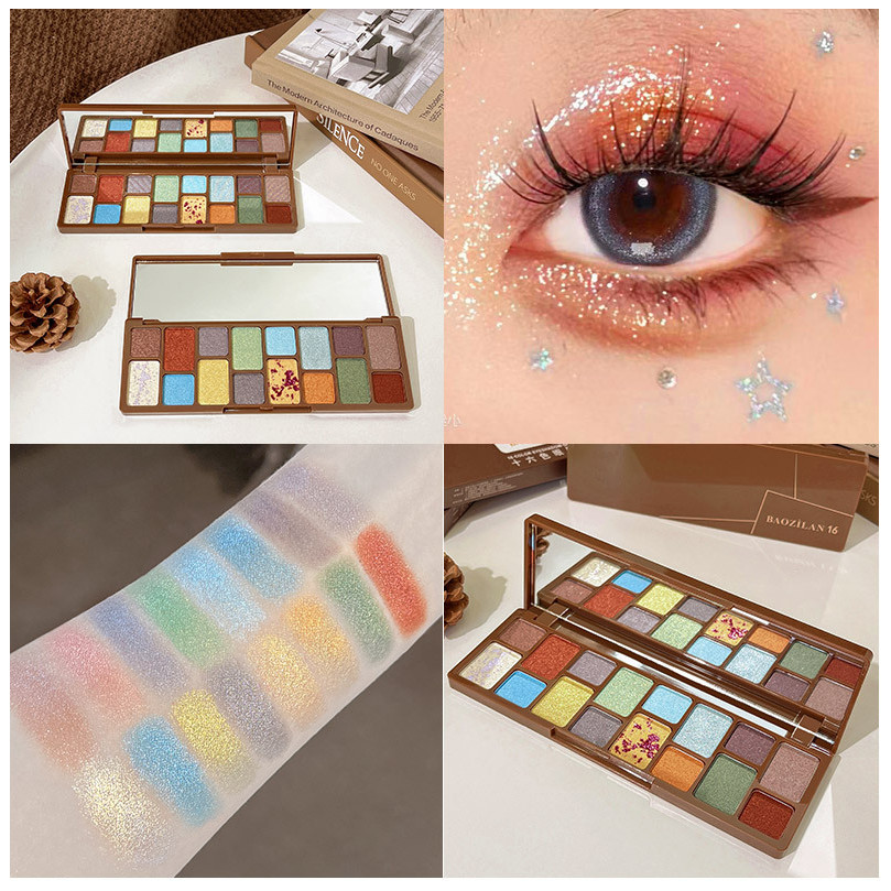 BAOZILAN สีธรรมชาติ 16 สีอายแชโดว์ Palette Floating Life Improvisation Stealing Heart Earth สี Smoky