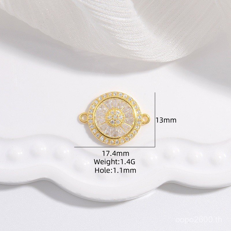 Zirconium Pure s925diy สร้อยคอลูกปัดดอกไม้แขวน sv5 การเชื่อมต่อคู่เงินฝังรอบสร้อยข้อมืออุปกรณ์เสริมเ